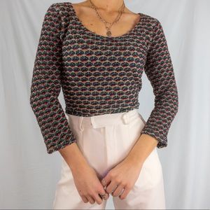 Vintage 90s Design Textured Blouse